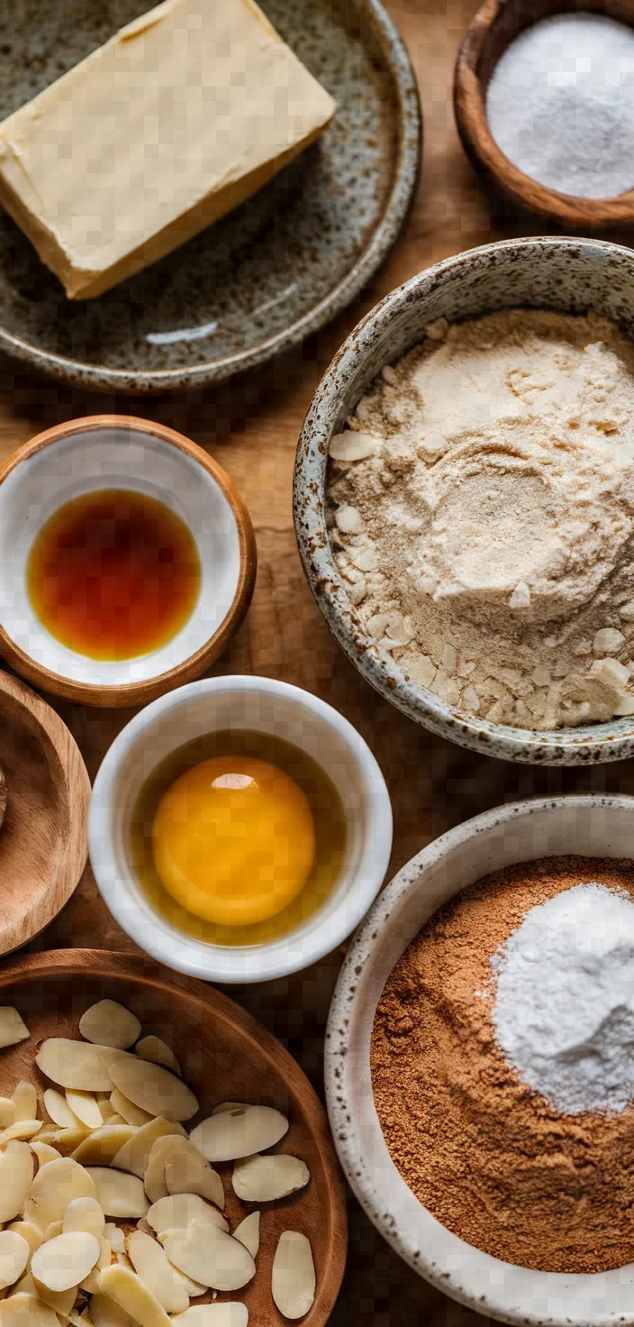 Ingredients photo for Almond Cinnamon Shortbread Cookies Alsatian Schwowebredele Recipe