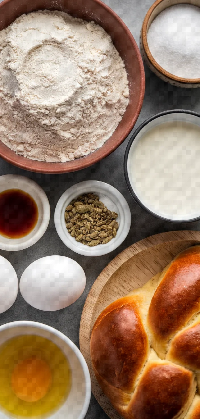 Ingredients photo for Braided Cardamom Pain Au Lait Recipe