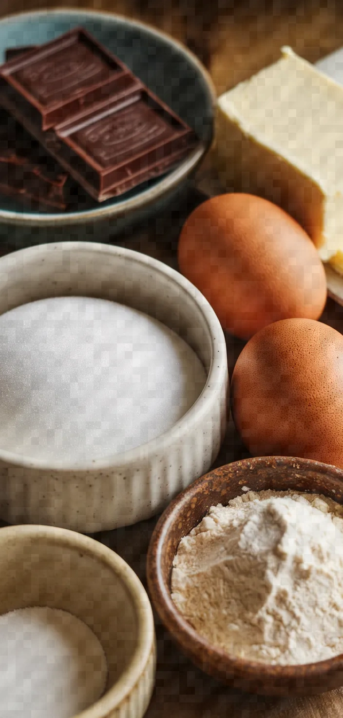 Ingredients photo for Classic French Chocolate Moelleux Cake Recipe