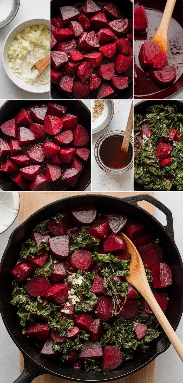 A photo of Poitou Style Braised Beets With Kale Recipe