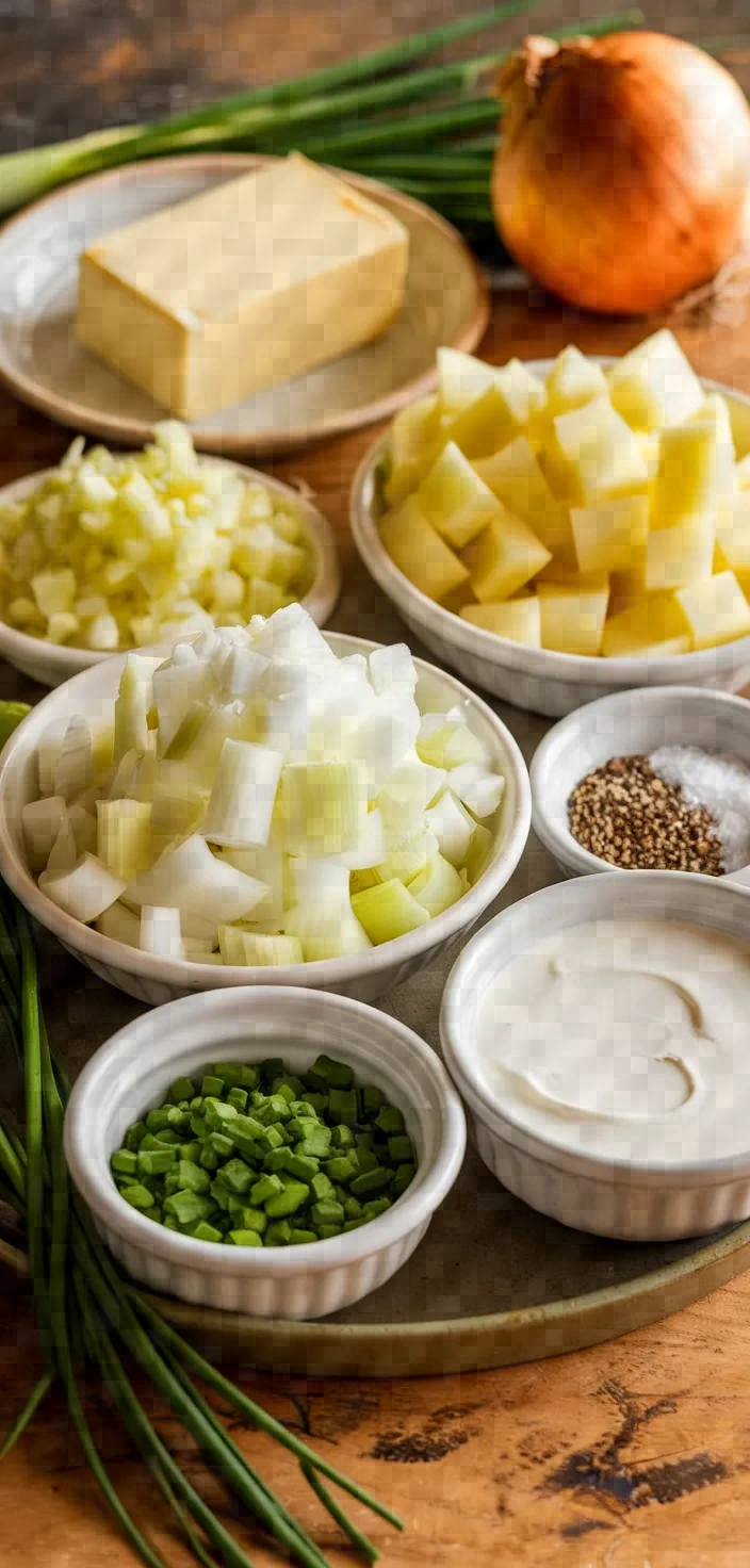 Ingredients photo for Creamy Leek And Potato Soup Soupe Vichyssoise Recipe