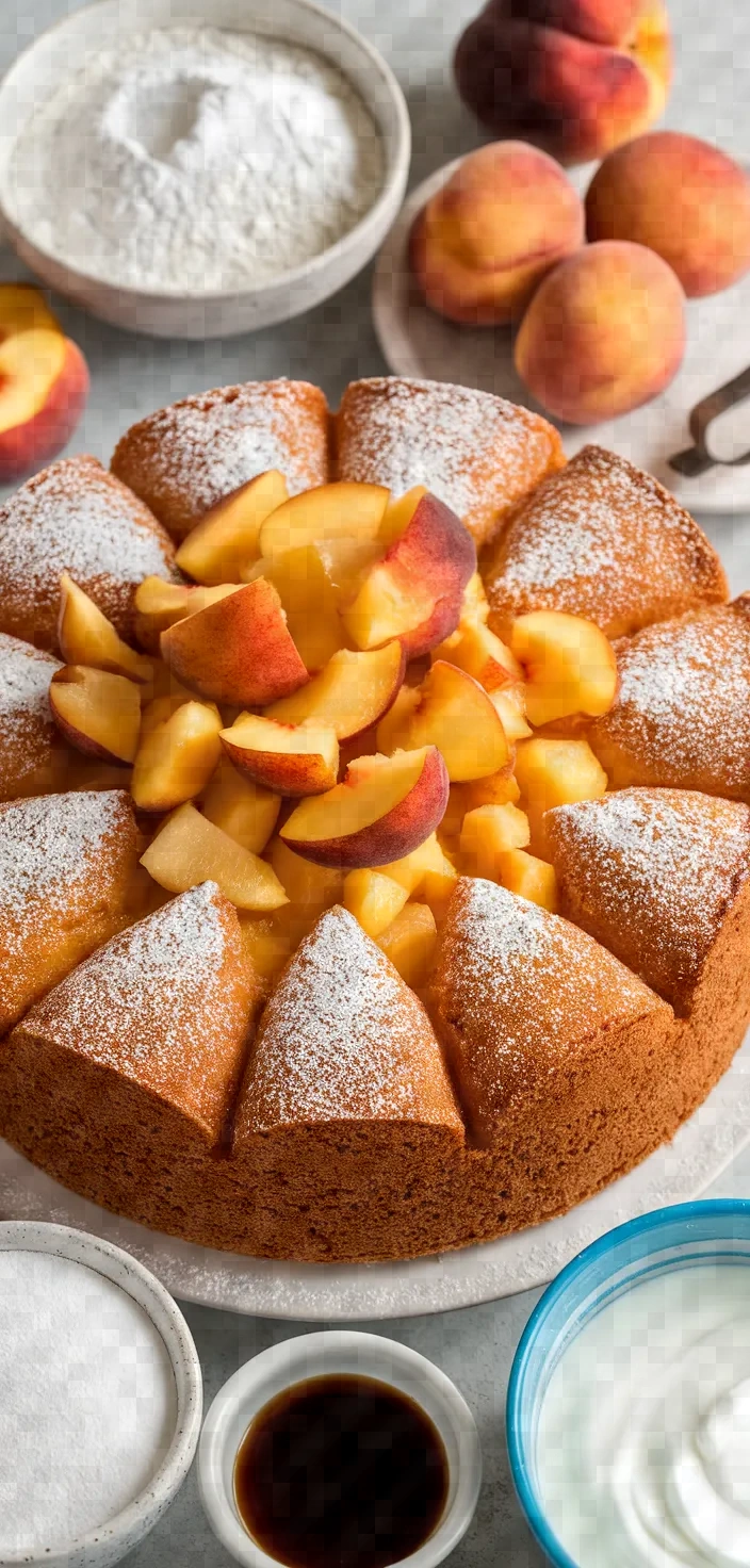 Ingredients photo for Fresh Peach Yogurt Cake Recipe