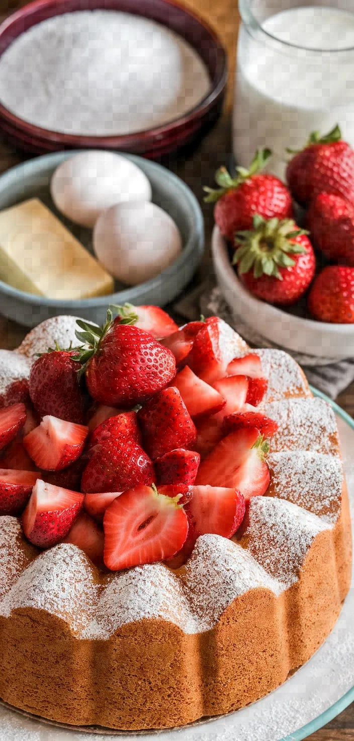Ingredients photo for Fresh Strawberry Moelleux Cake Recipe