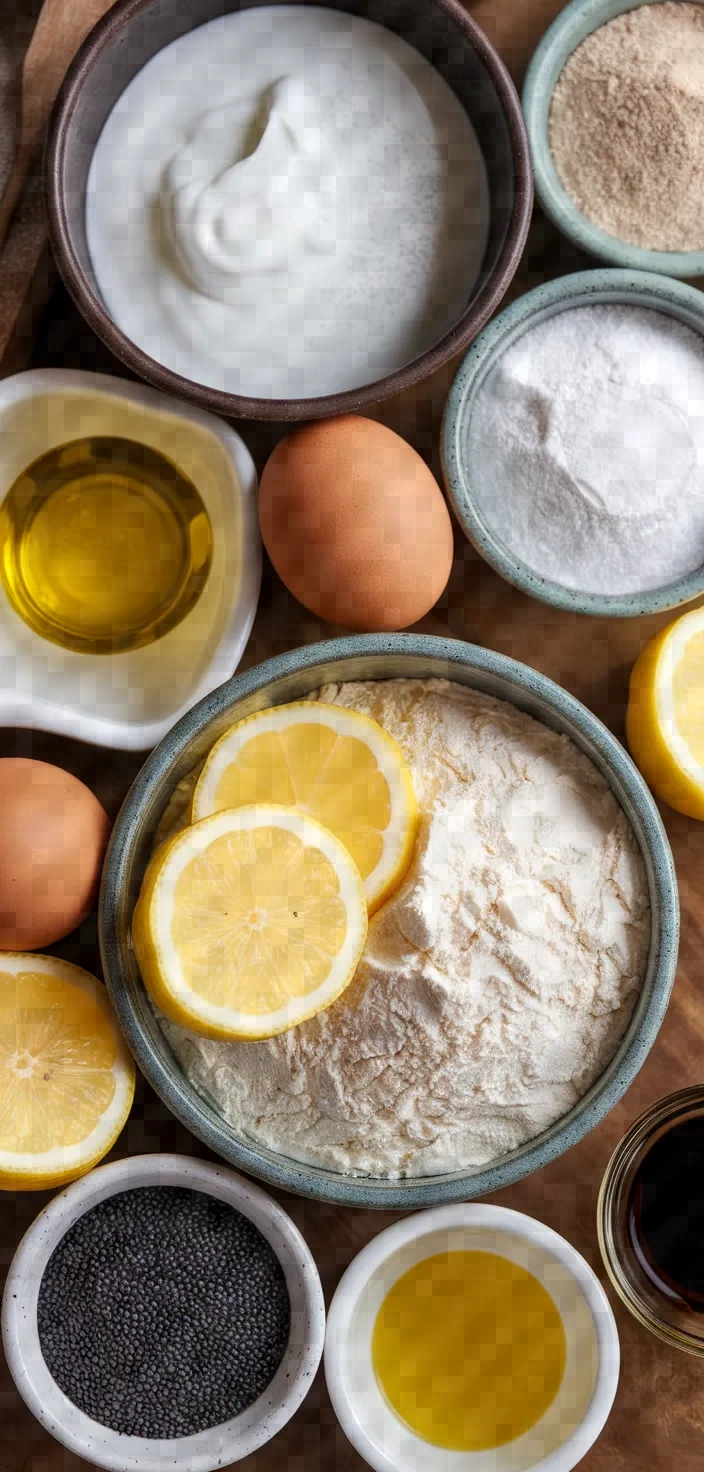 Ingredients photo for Lemon Poppy Seed French Yogurt Loaf Recipe