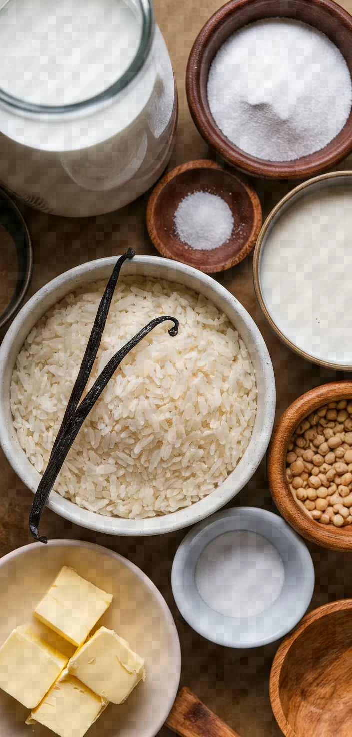 Ingredients photo for Riz Au Lait With Caramel Sauce Recipe
