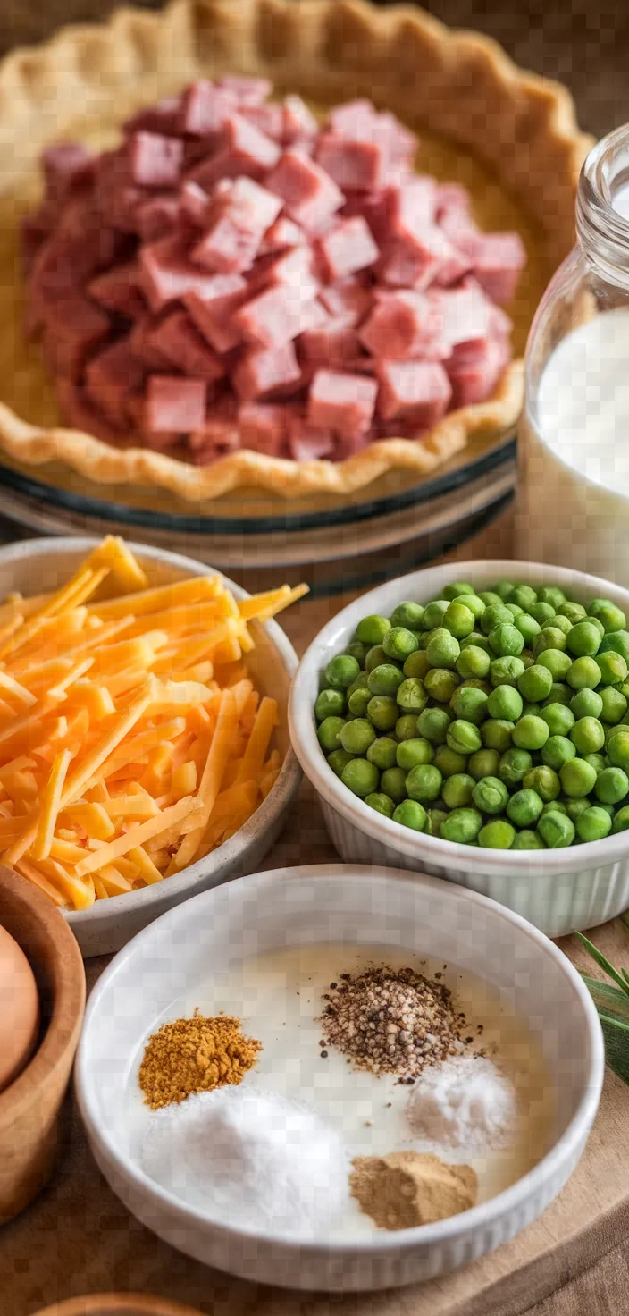 Ingredients photo for Sweet Pea Ham Quiche Recipe