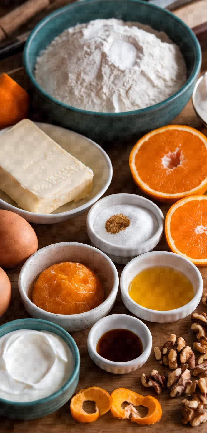 Ingredients photo for Tangerine Honey Walnut Cake Recipe