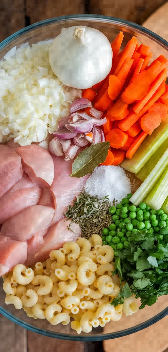Ingredients photo for Chicken Macaroni Soup Recipe