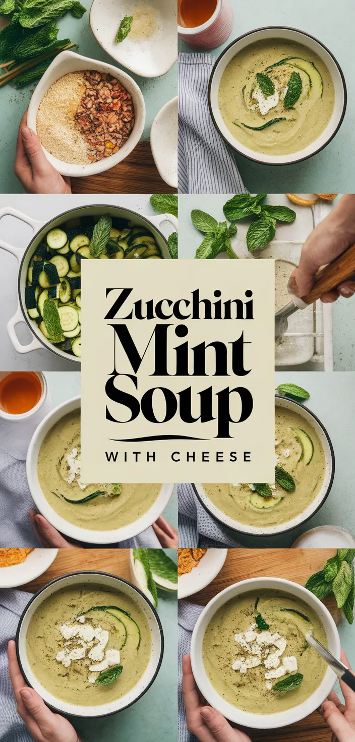 A photo of Chilled Zucchini Mint Soup With Goat Cheese Recipe