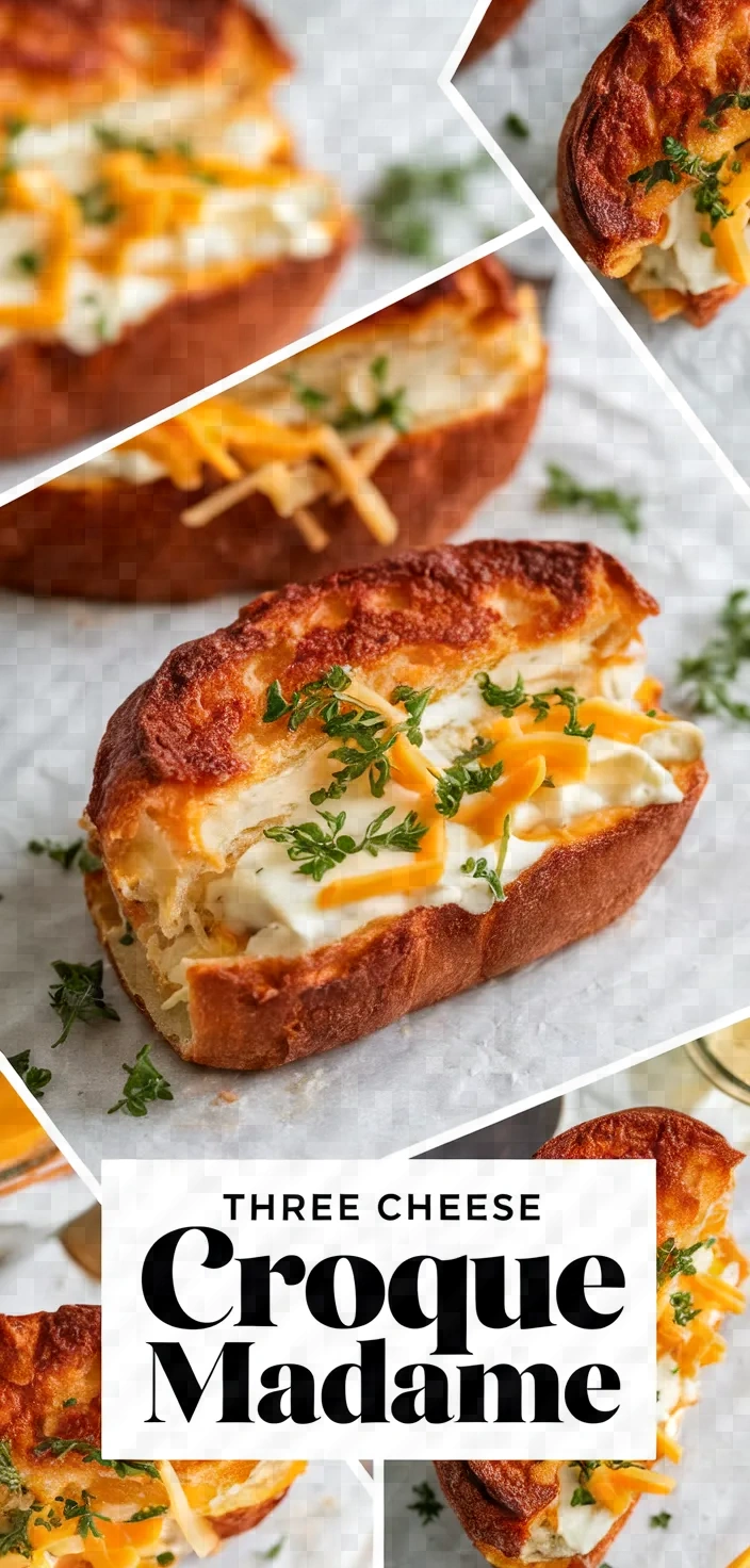 A photo of Three Cheese Croque Madame Recipe