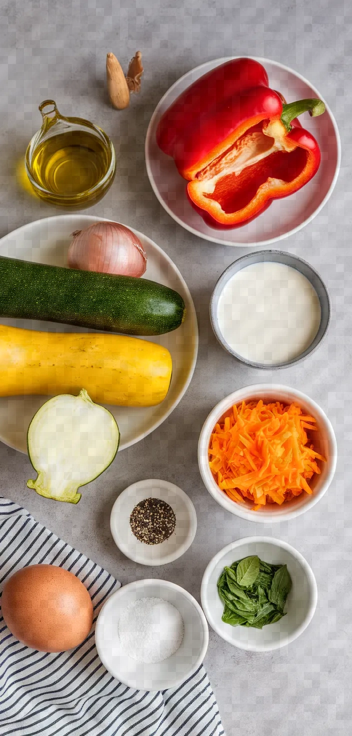 Ingredients photo for Crustless Quiche With Summer Vegetables Recipe