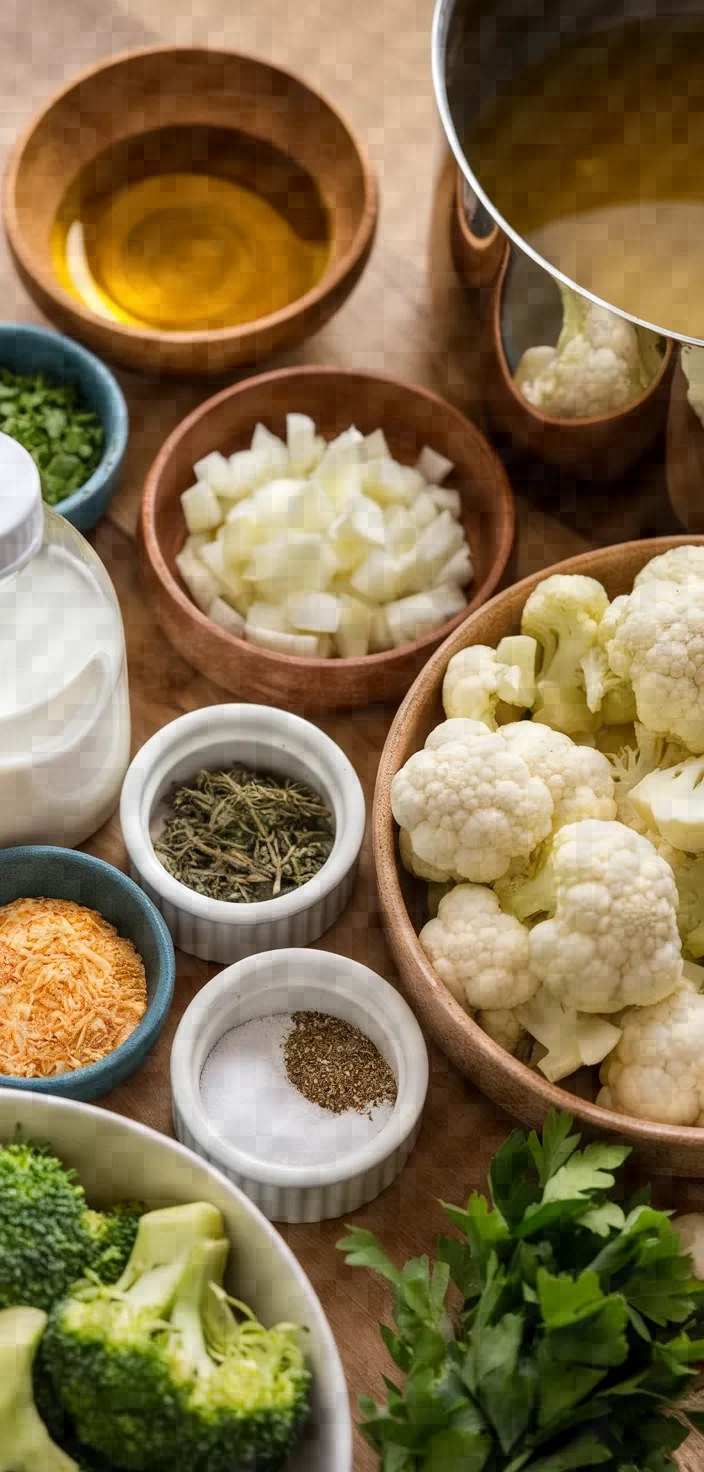 Ingredients photo for Healthy Broccoli And Cauliflower Soup Recipe