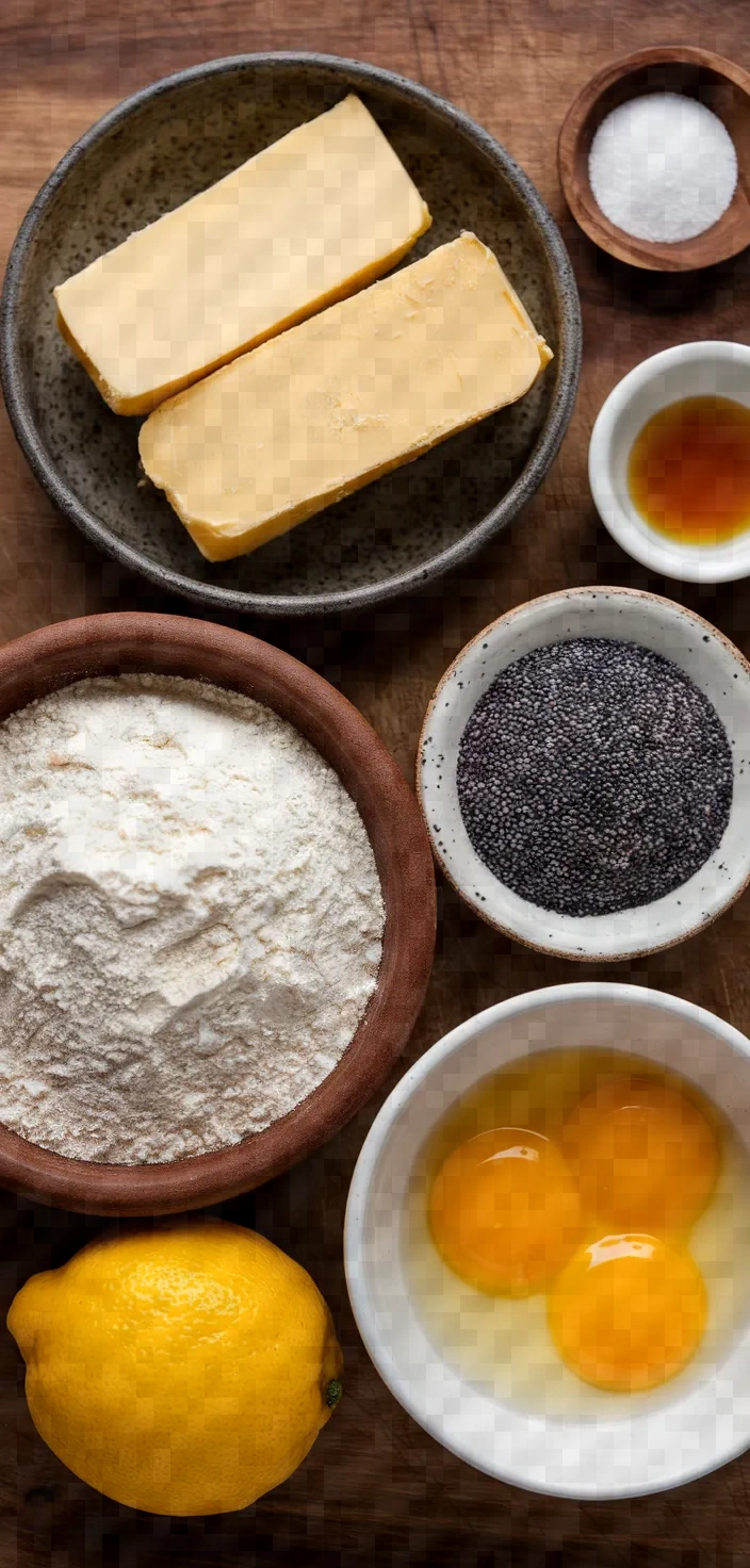 Ingredients photo for Lemon Poppy Seed Sable Cookies Recipe