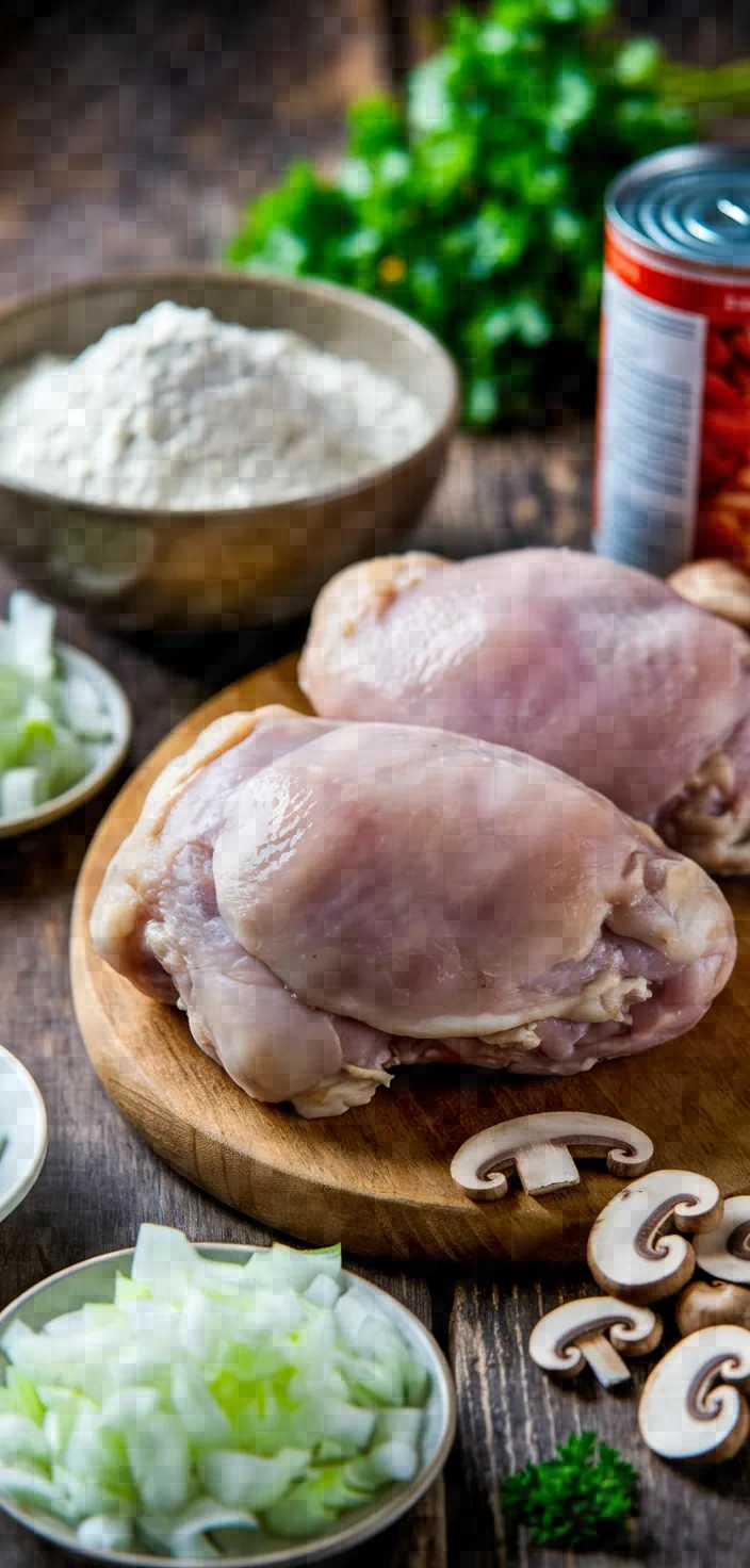 Ingredients photo for Simple Chicken Marengo With Mushrooms Recipe