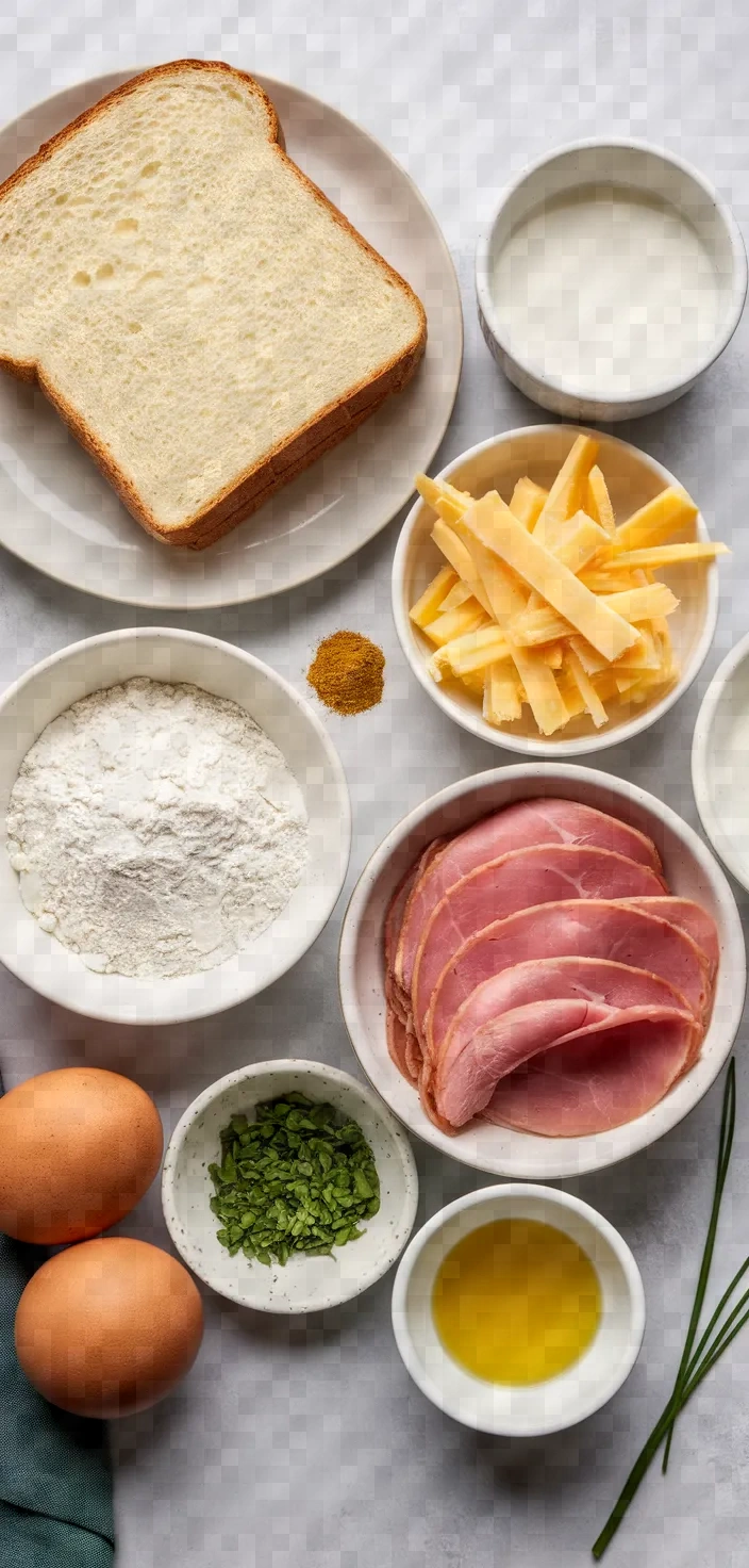 Ingredients photo for Three Cheese Croque Madame Recipe