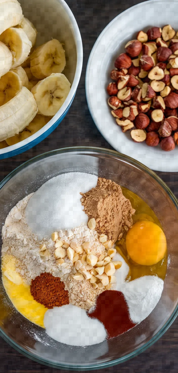 Ingredients photo for Banana Bread Cannelle Noisettes Recipe
