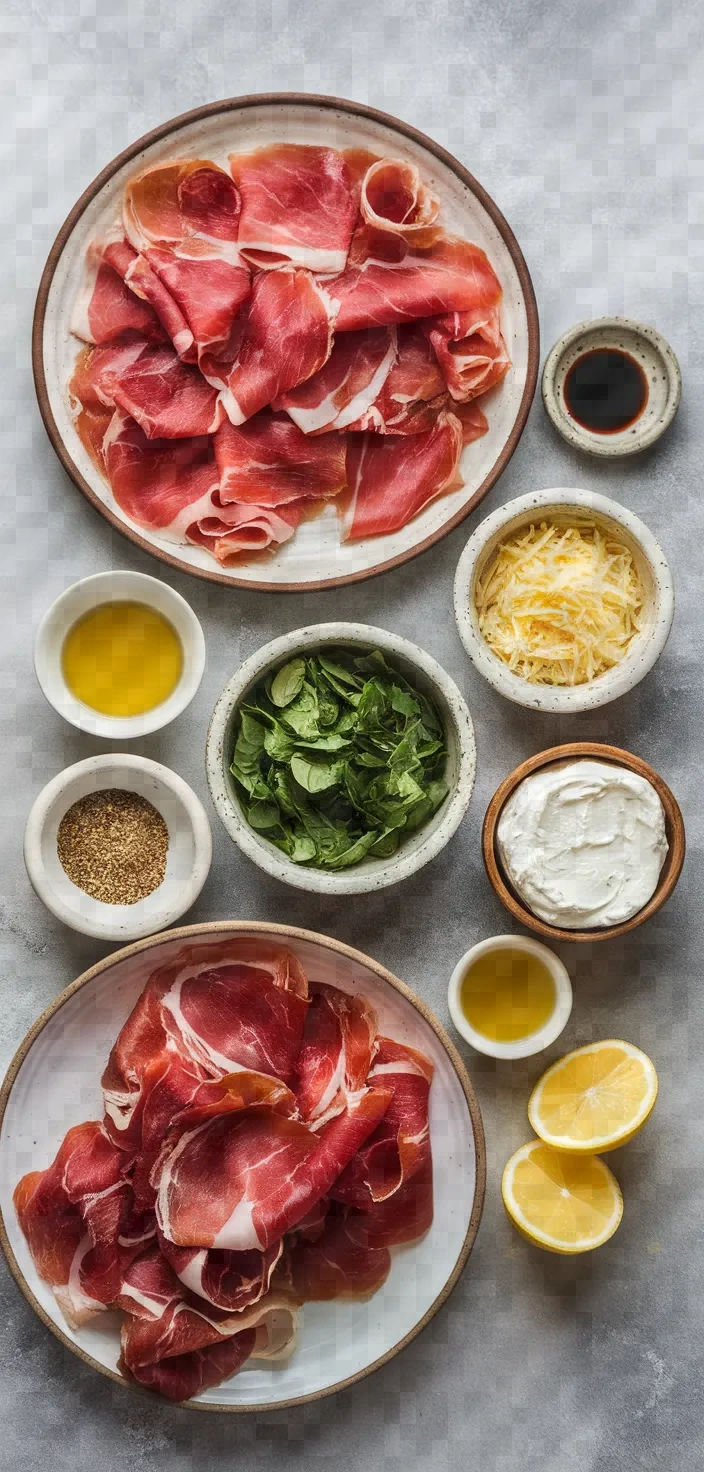 Ingredients photo for Bites Cured Ham Rolls With Eggplants Recipe