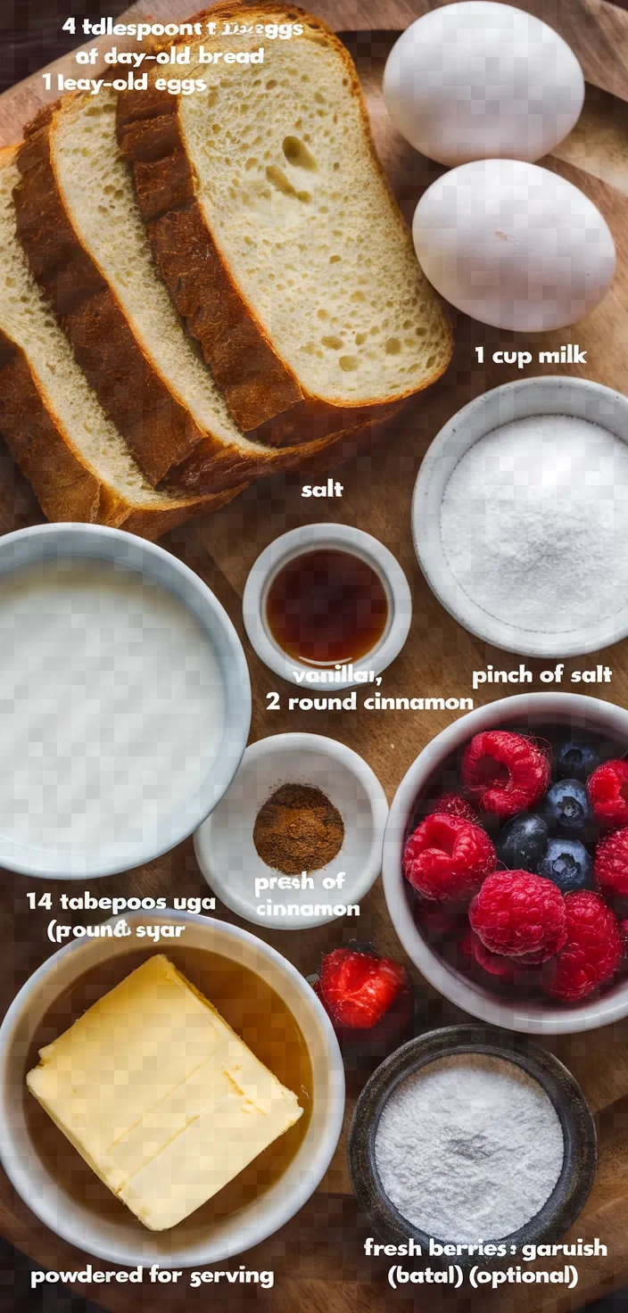 Ingredients photo for La Recette Du Pain Perdu Recipe