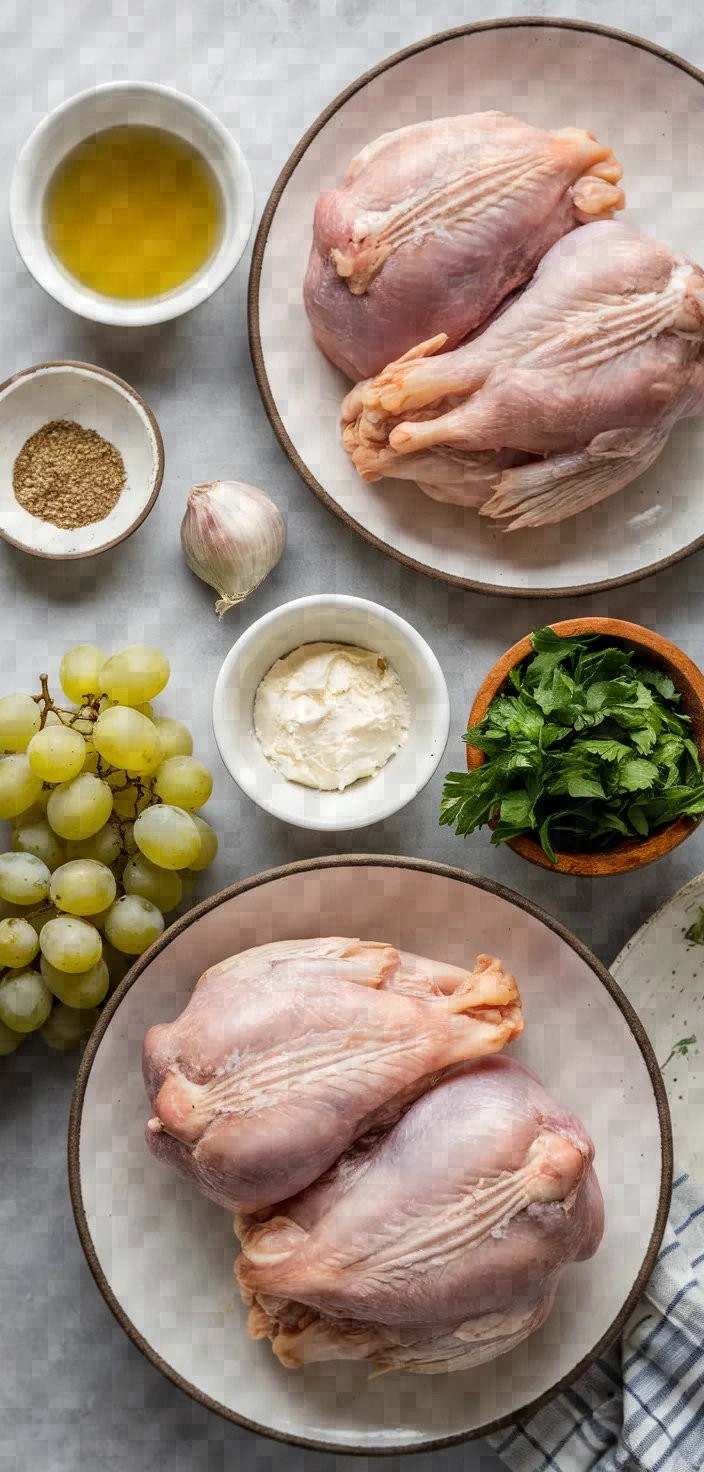 Ingredients photo for Quails With White Grapes Recipe