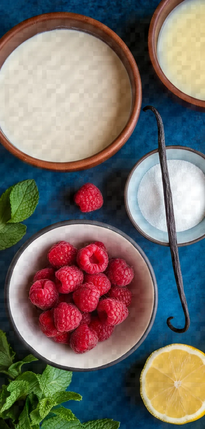 Ingredients photo for Raspberry Panna Cotta Verrine Recipe