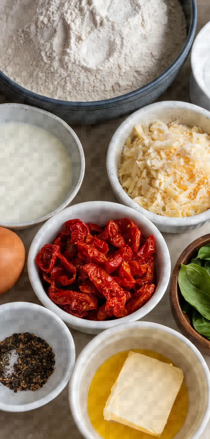 Ingredients photo for Canneles Sales Tomates Sechees Basilic Et Parmesan Recipe