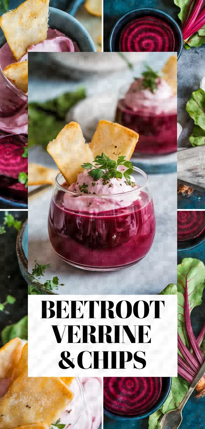 A photo of Verrine Beetroot Cream And Parmesan Chips Recipe